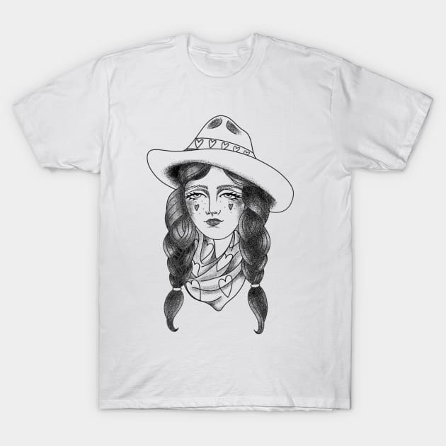 Tattoo inspired cowgirl T-Shirt by brianaleflore